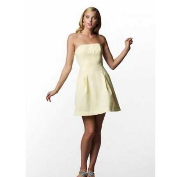 Lilly Pulitzer Yellow Seersucker Strapless Dress - Picture 1 of 4